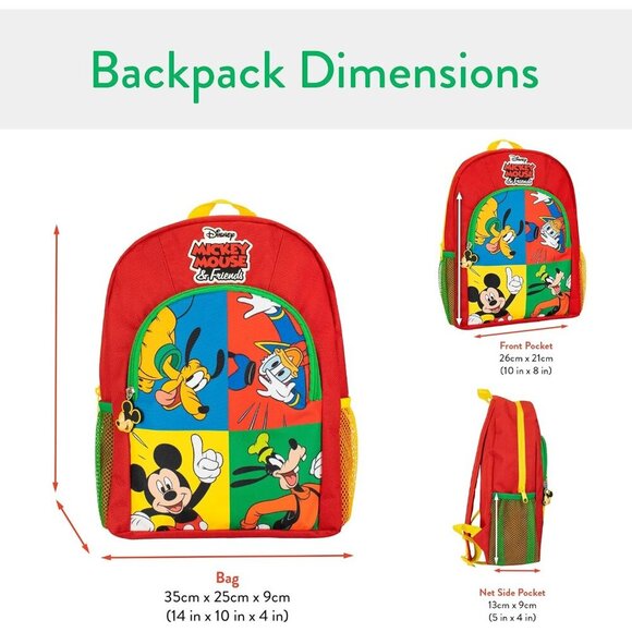 🆕 Disney Mickey Mouse Red Kids Donald Goofy & Pluto School Backpacks - Picture 7 of 7